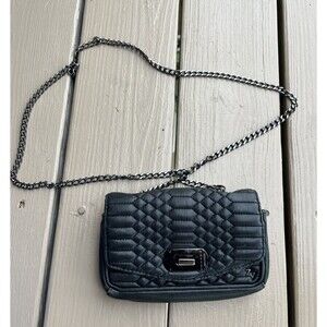 ZADIG & VOLTAIRE Women's Quilted Black Leather Crossbody Handbag Long Strap
